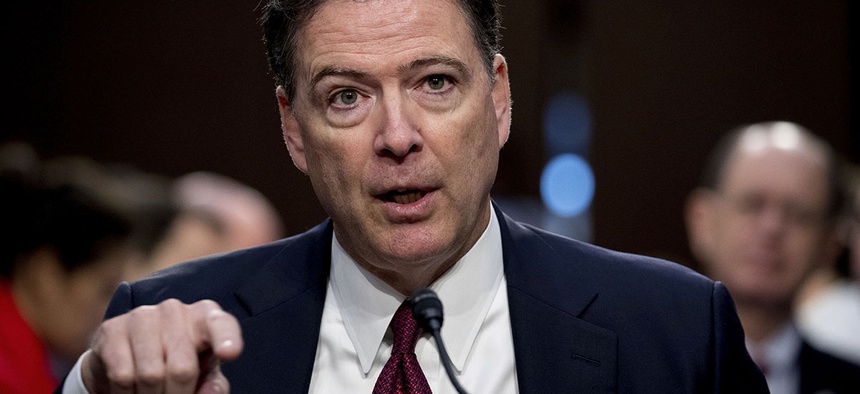 Former FBI director James Comey speaks during a Senate Intelligence Committee hearing on Capitol Hill, Thursday, June 8, 2017.