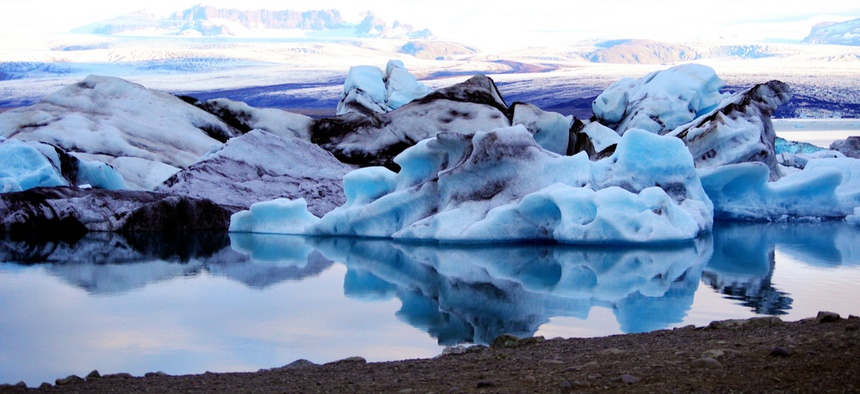 Melting icebergs in the Jökulsárlón lagoon in Iceland, summer.