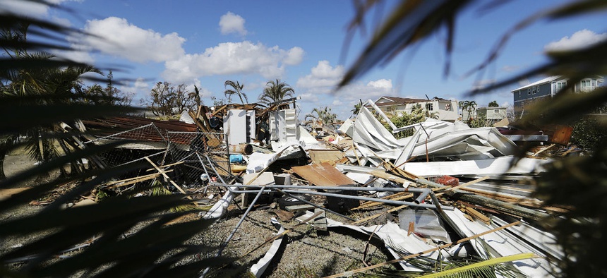 The remains of a house destroyed by Hurricane Irma are seen in Goodland, Fla., Tuesday, Sept. 12, 2017.