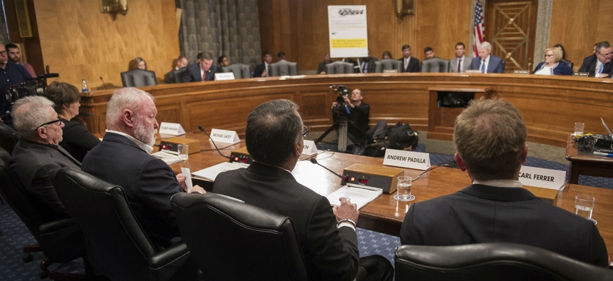 Senate Homeland Security and Governmental Affairs Permanent subcommittee waits to open a subcommittee hearing into Backpage.com on Jan. 10, 2017.