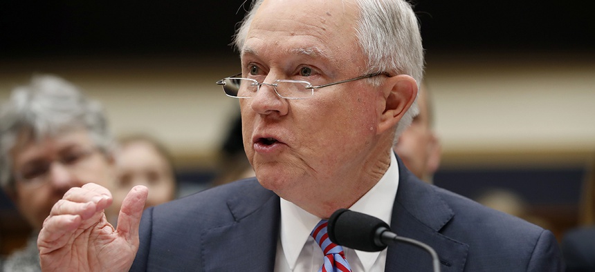 Attorney General Jeff Sessions speaks during a House Judiciary Committee hearing on Capitol Hill, Tuesday, Nov. 14, 2017.