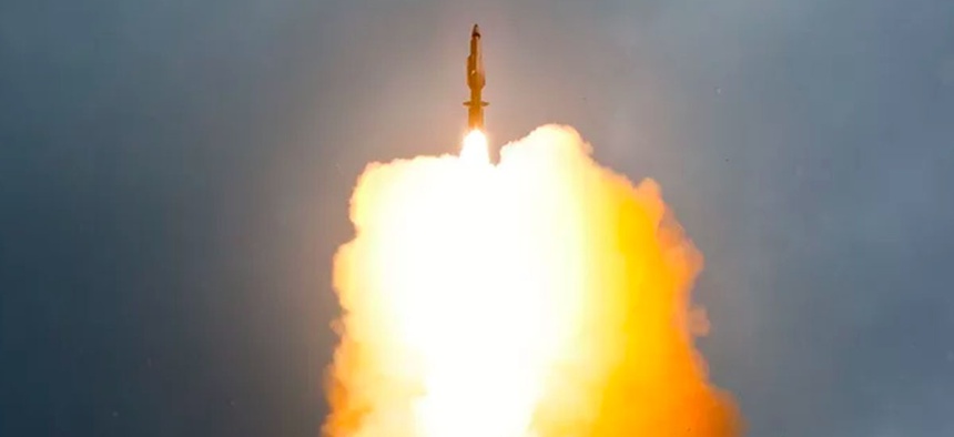 A Standard Missile-3 (SM-3) Block 1A interceptor is launched from the USS Decatur (DDG -73) during a successful intercept test.