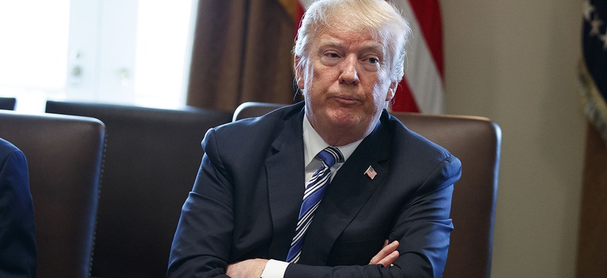 President Donald Trump during a cabinet meeting at the White House, Thursday, March 8, 2018, in Washington.