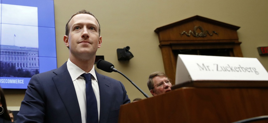 Facebook CEO Mark Zuckerberg testifies at a House Energy and Commerce hearing April 11 on Capitol Hill in Washington.