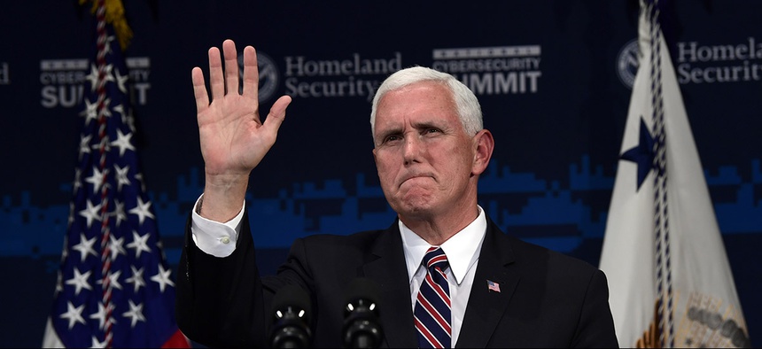 Vice President Mike Pence speaks at the Department of Homeland Security National Cybersecurity Summit in New York, Tuesday, July 31, 2018.