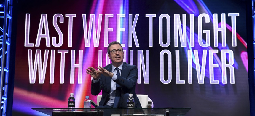 John Oliver speaks during the "Last Week Tonight with John Oliver" panel during the HBO Television Critics Association Summer Press Tour at The Beverly Hilton hotel on July 25 in Beverly Hills, Calif.