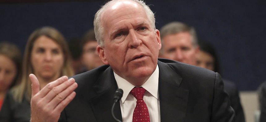 Former CIA Director John Brennan testifies on Capitol Hill in Washington, Tuesday, May 23, 2017.