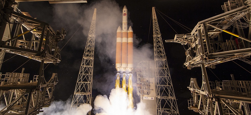 A Delta IV rocket, carrying the Parker Solar Probe, lifts off from launch complex 37 at the Kennedy Space Center, Sunday, Aug. 12, 2018, in Cape Canaveral, Fla.