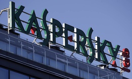 A sign above the headquarters of Kaspersky Lab in Moscow.