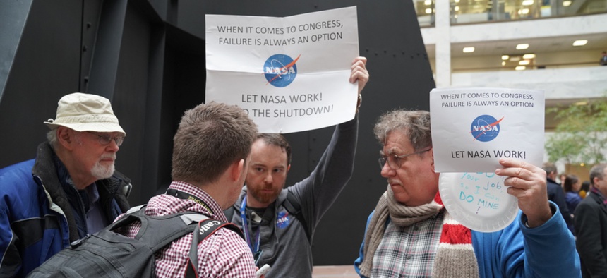 Stop the Shutdown Protesters at the Hart Senate Office Building Jan. 23.