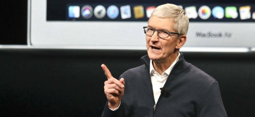 Apple CEO Tim Cook speaks during an event to announce new products Oct. 30 in the Brooklyn borough of New York.