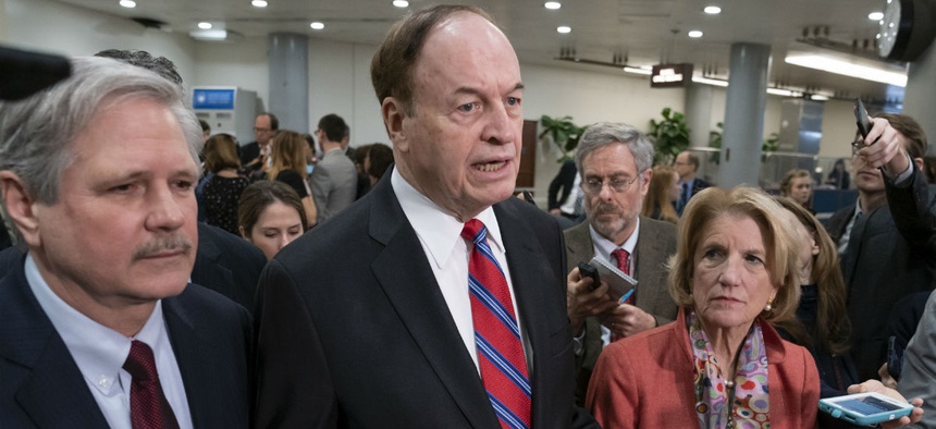Sen. Richard Shelby speaks with reporters after a briefing with officials about the US-Mexico border Feb. 6.