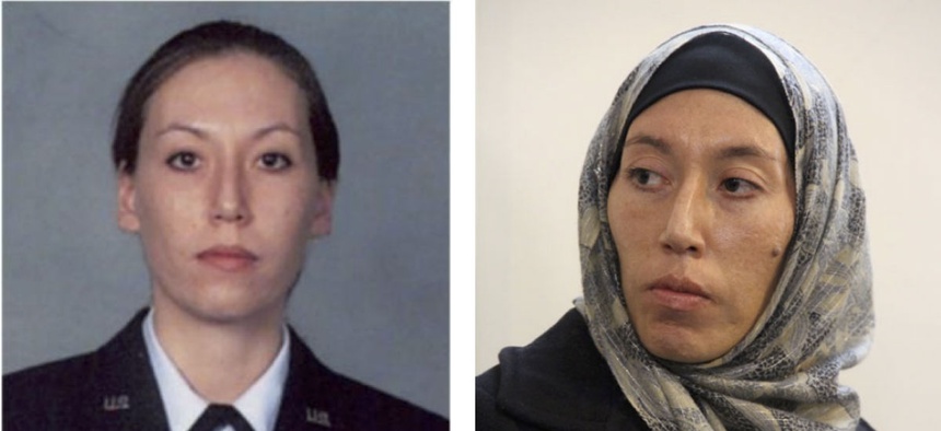 Images of Monica Elfriede Witt from an FBI Wanted poster.