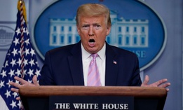 President Donald Trump speaks during a coronavirus task force briefing at the White House April 10.