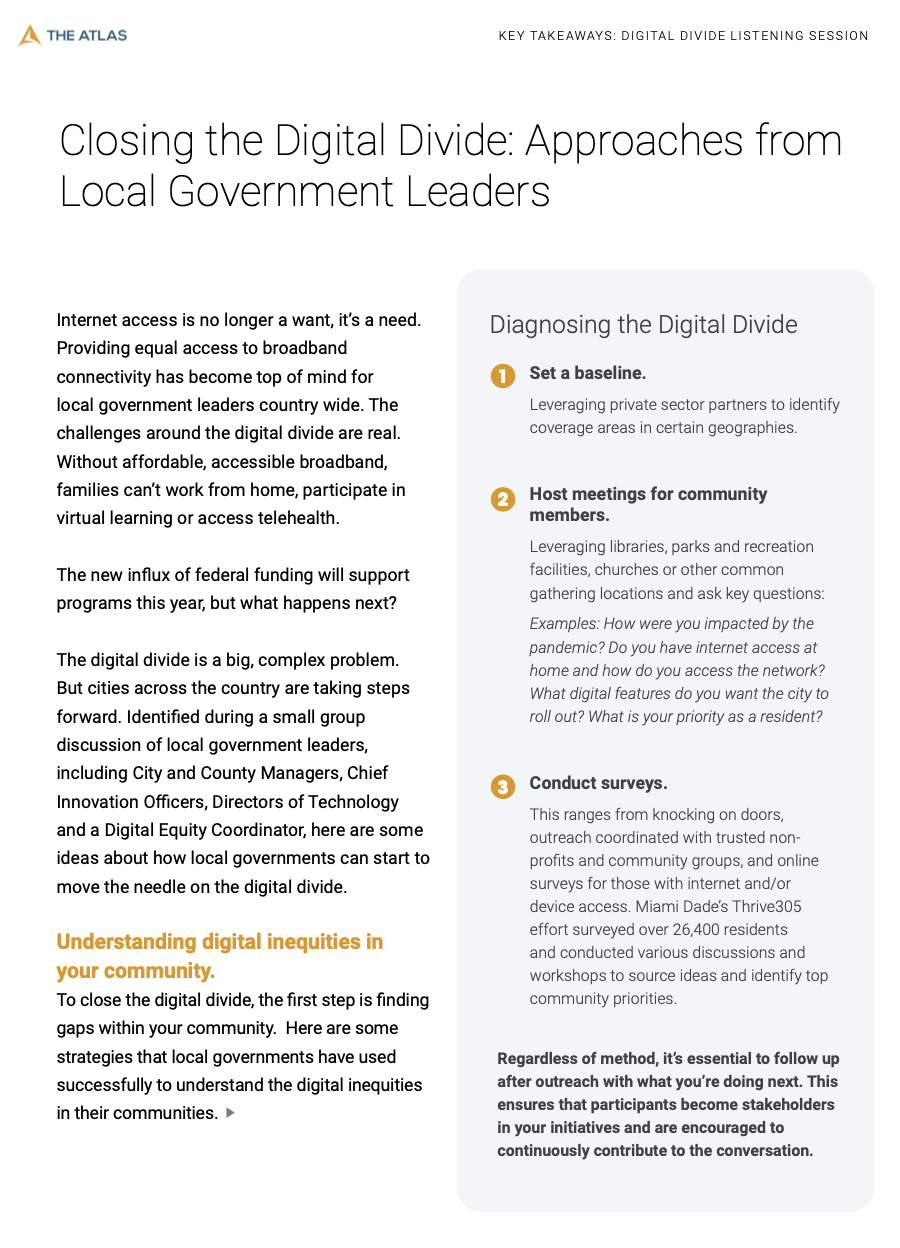 Closing the Digital Divide Approaches from Local Government Leaders