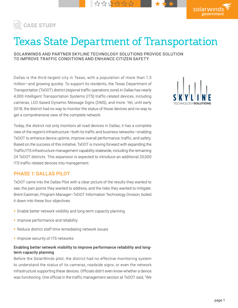 Texas State Department of Transportation Case Study